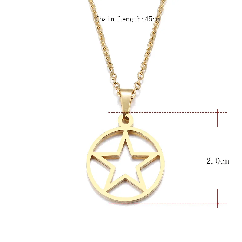 Hibobi Necklace Women Stainless Steel Jewelry Round Pentagonal Trendy Necklaces Pendants Donot Fade Valentine's Day Gift (3)