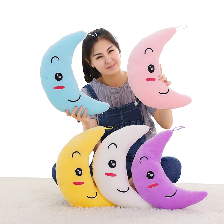 

New Colorful Flashing Moon Plush Toys Sleep Luminous Led Light Cushion Pillow Doll Birthday Gifts For Kids YYT219