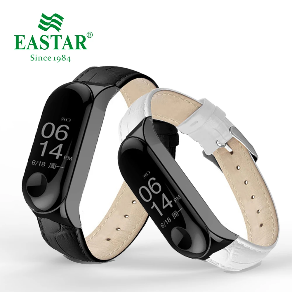 Цветной кожаный черный чехол Eastar для Xiaomi Mi Band 3 аксессуары смарт браслета Miband