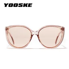 YOOSKE классические круглые негабаритные солнцезащитные очки для женщин Кошачий глаз дизайн оправы для очков женские розовые солнцезащитные очки UV400 очки