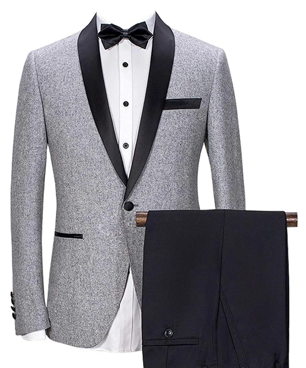 Men Suit 2 Pieces Shawl Lapel Mens Suit Sets Wool / Tweed Tuxedos ...