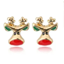 

2018 New Christmas The bell Milu Deer Cartoon Santa Gift box Shaped Stud Earrings For Women Elegant Jewelry boucle d'oreille