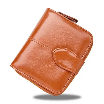 

New Women Fashion Casual Wallet Oil Wax Wallet Short Coin Purse Student Card Pack wallet woman small women's purse a purse with