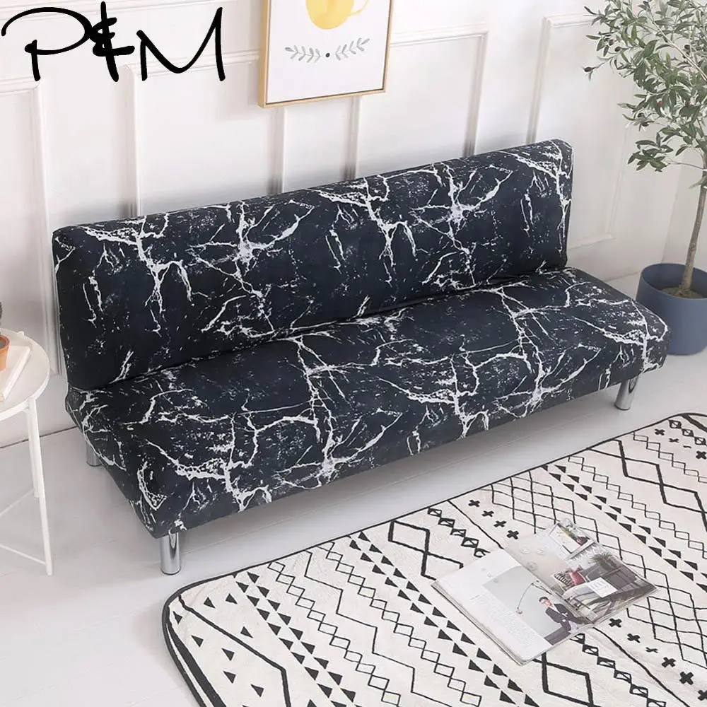 

Papa&Mima Marble pattern Stretch Sectional No armrests Sofa Covers Polyester fabric Soft Slipcovers Elastic Couch Cover
