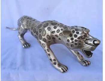 

Home Decoration Tibet Silver Carved Big Leopard Statue/Leopard Sculpture Long about 20inch decoration bronze factory outlets