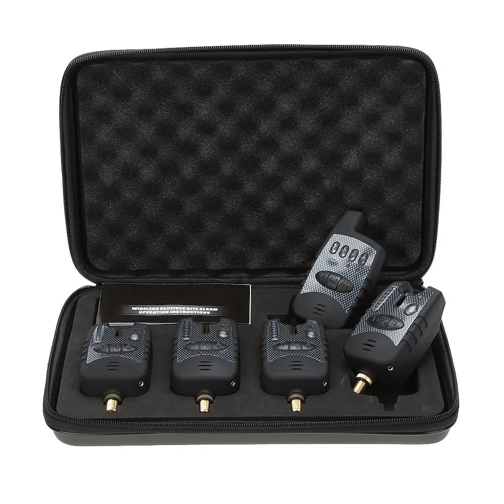 

Wireless Fishing Alarm Digital Fishing Alerts Bite Alarm Set Pesca 4 Fishing Bite Alarm + 1 Receiver in Case for Carp Fishing