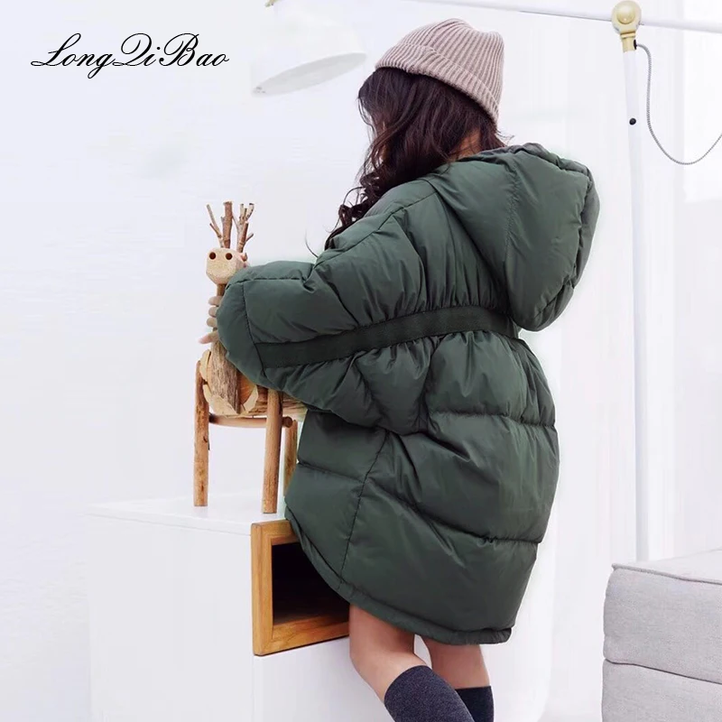 

High quality boys and girls white goose down jacket 2018 winter new big children children short loose warm solid color coat Kore