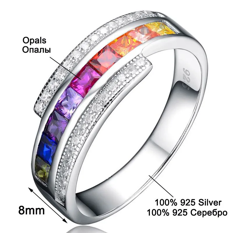 Aceworks красочные опаловые кольца стерлингового серебра 925 пробы круглые Роскошные циркониевые женские свадебные подарки украшения RN16246A