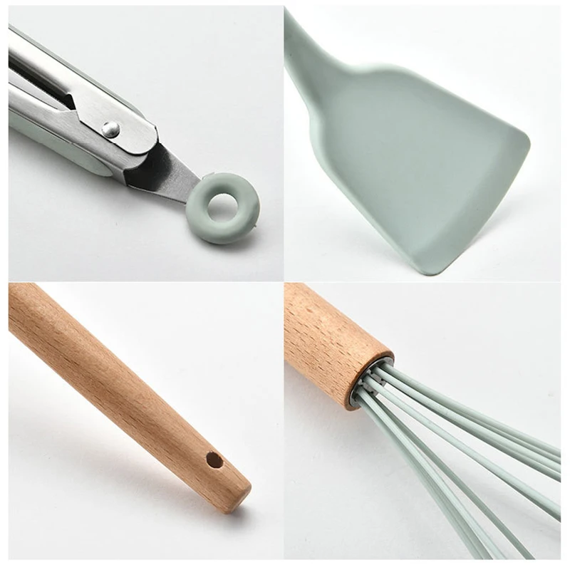 Деревянная ручка, силикон лопатка Тернер термостойкая суповая ложка антипригарная Лопата специальная посуда для приготовления пищи
