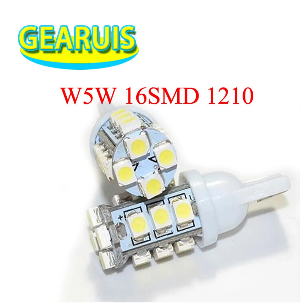 100pcs/lot white T10 W5W 194 168 16 SMD 1210 3528 LED 16smd super bright Auto led car lighting wedge auto lamp AAA DC12V | Автомобили и