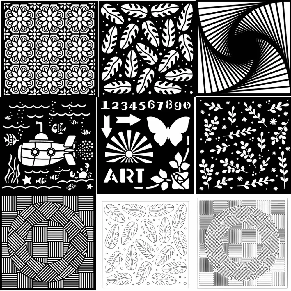 

7 Types Backdrop shape Plastic Spray Layering Stencils For DIY Scrapbooking Photo Album Decorative Drawing Sheet Template