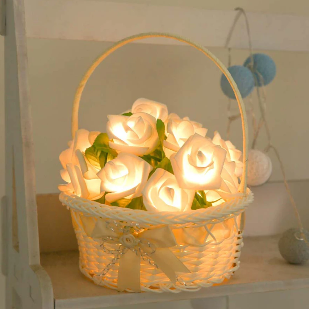 20 LED Rose Flower String Battery Powered Fairy Lights Wedding Home Birthday Valentine's Day Event Party Garland Decor Luminaria