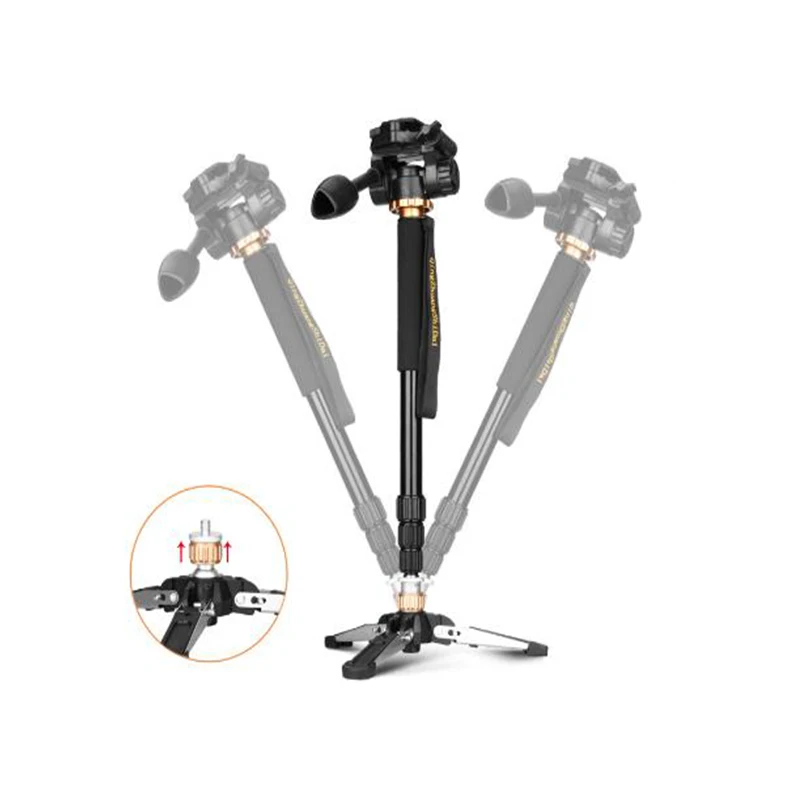 QingZhuang Camera Portable Professional DSLR Q168S Monopod Tripod &monopod Stand Base with head