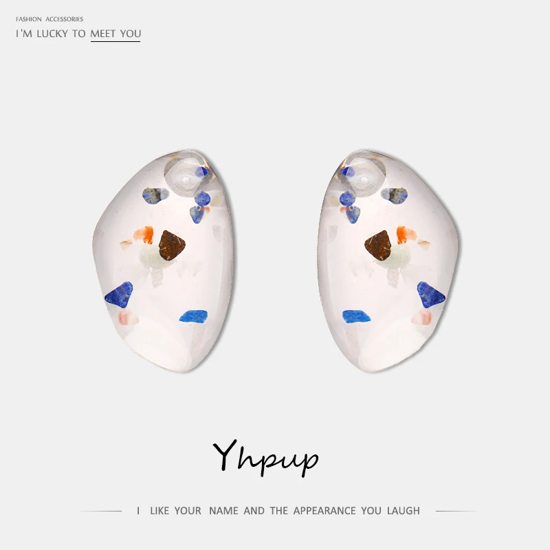 Yhpup Мода Разные Цвета Смола ацетат акриловые геометрические серьги-гвоздики серьги с простым дизайном яркие ювелирные изделия, ювелирные изделия boucle d'oreille femme