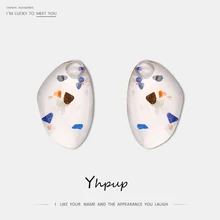 Yhpup Мода Разные Цвета Смола ацетат акриловые геометрические серьги-гвоздики серьги с простым дизайном яркие ювелирные изделия, ювелирные изделия boucle d'oreille femme