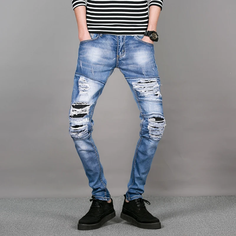 Mannen Gescheurde Jeans Broek Knie Gat Patchwork Skinny Jeans Voor Mannen  mode Jongens Broeken Slim Fit Denim Broek Mannelijke Biker Jeans 34|jean  motorcycle pants|jean shirtpants scarf - AliExpress