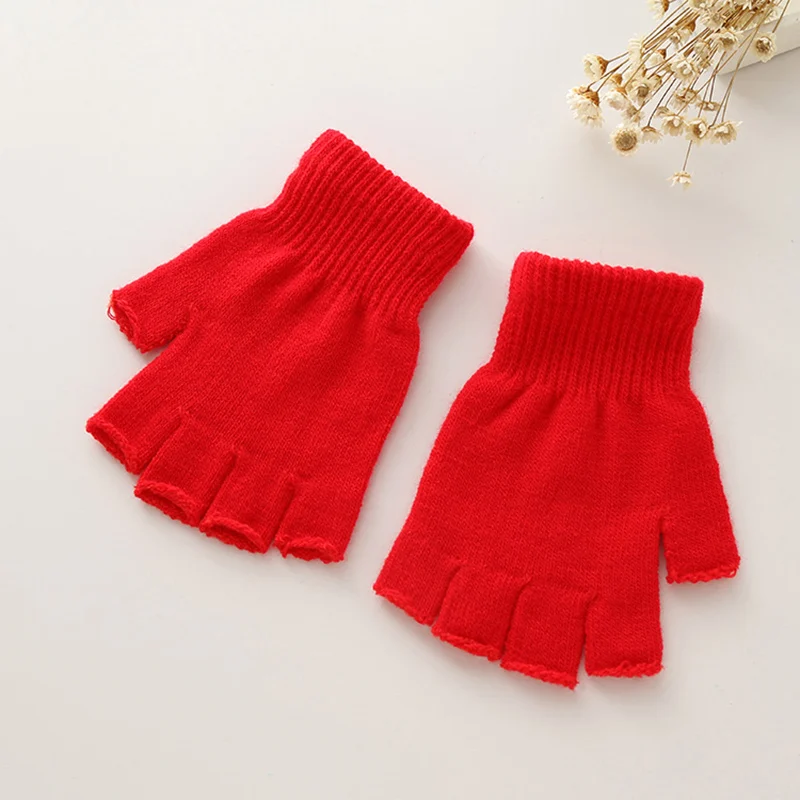 

Newly 1 Pair Women Men Autumn Winter Half Finger Knitted Gloves Soft Warm Elastic Fingerless Gloves BFE88