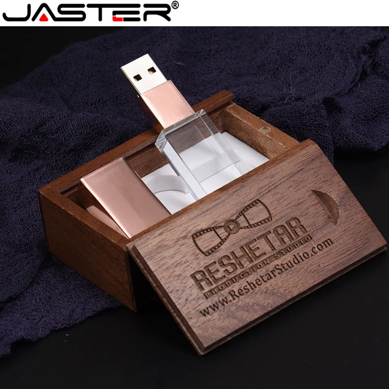 JASTER модный новый кристалл Usb с деревянной коробкой реальная емкость креативный USB