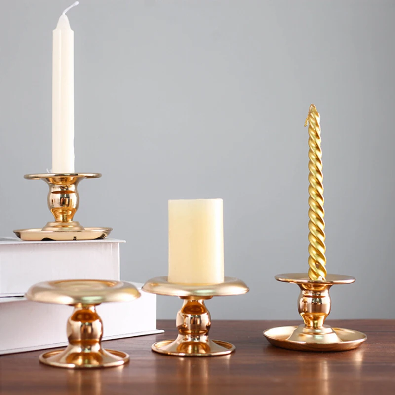 

Candle Holder Gold Plated Candle Base Holder Pillar wedding Candlestick Stand Candles Tapers Christmas Party Home Decor