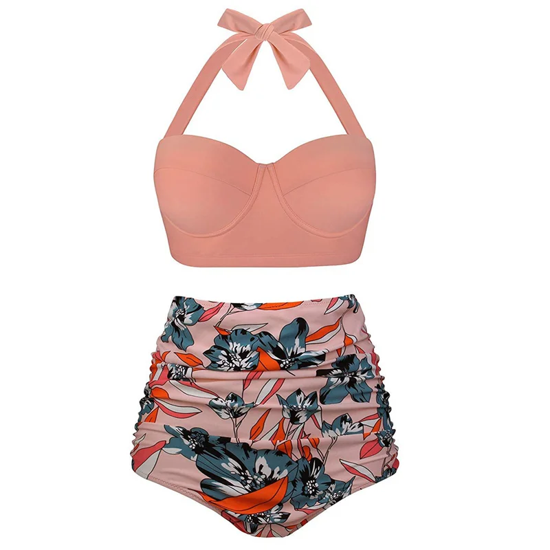 Preise Frauen Badeanzüge Vintage Bandeau Push Up Polka Dot Plus Größe Badeanzüge Hohe Taille Bikini