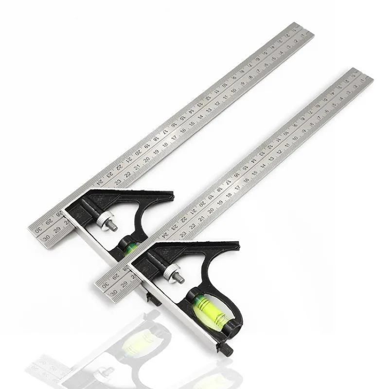 

300mm Woodworking Tool for Measurement or Drawing Adjustable Combination Try Square Set Right Angle Ruler with Level