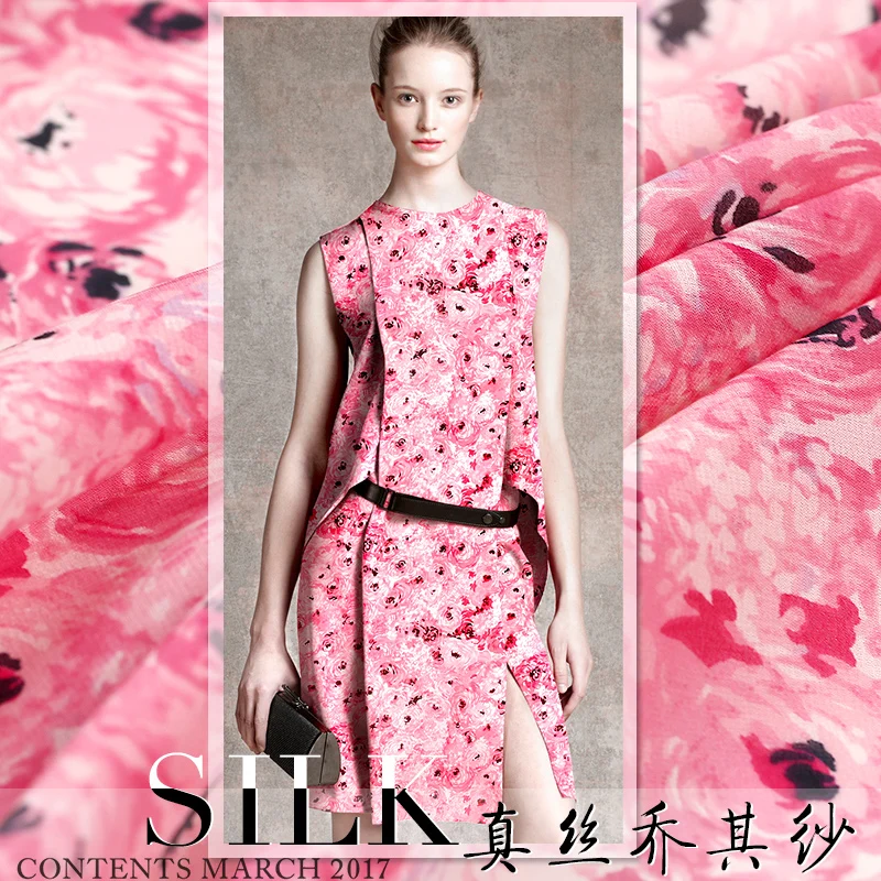 

2017 Spring Summer Silk Georgette Dress Fabric Marseille Silk Printed Shirt Material 12mm
