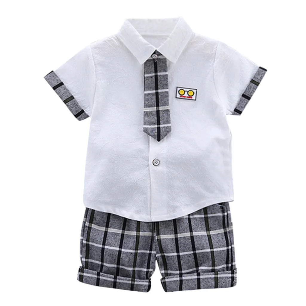 Urbane Toddler Kids Boys Clothes Boy Bow Tie Shirt Plaid Shorts Set Handsome Gentlemen Suit Outfits Clothes 1 2 3 4 Years