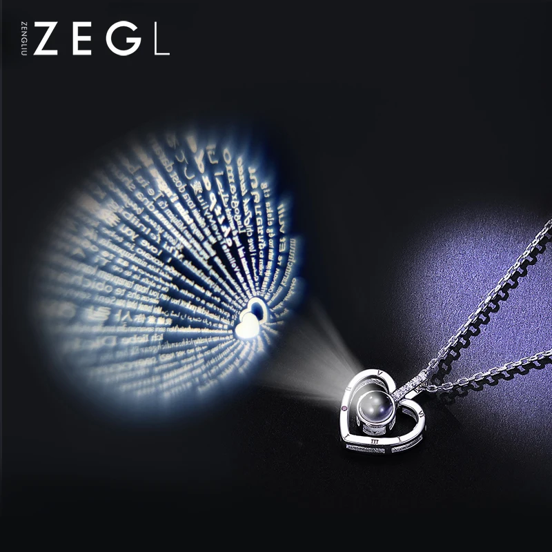 ZEGL 925 sterling silver chain i love you necklace clavicle chain fashion personalized heart long necklace women