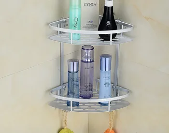 

Fashion 2Tier Metal Bathroom Corner Shelf Rack Caddy Storage Bath Shower Rack Holder Organizer