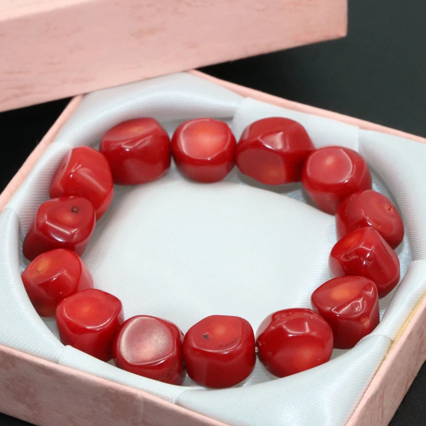 9-13 мм натуральный красный коралл неправильной формы бусы элегантные браслеты для женщин топ качества diy ювелирных изделий 7.5 inch B2705
