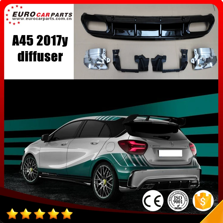 

A45 PP diffuser 2017style fit for W176 sport line A200 A260 to A45 diffuser for AM-style A45 2017style PP diffuser with exhaust