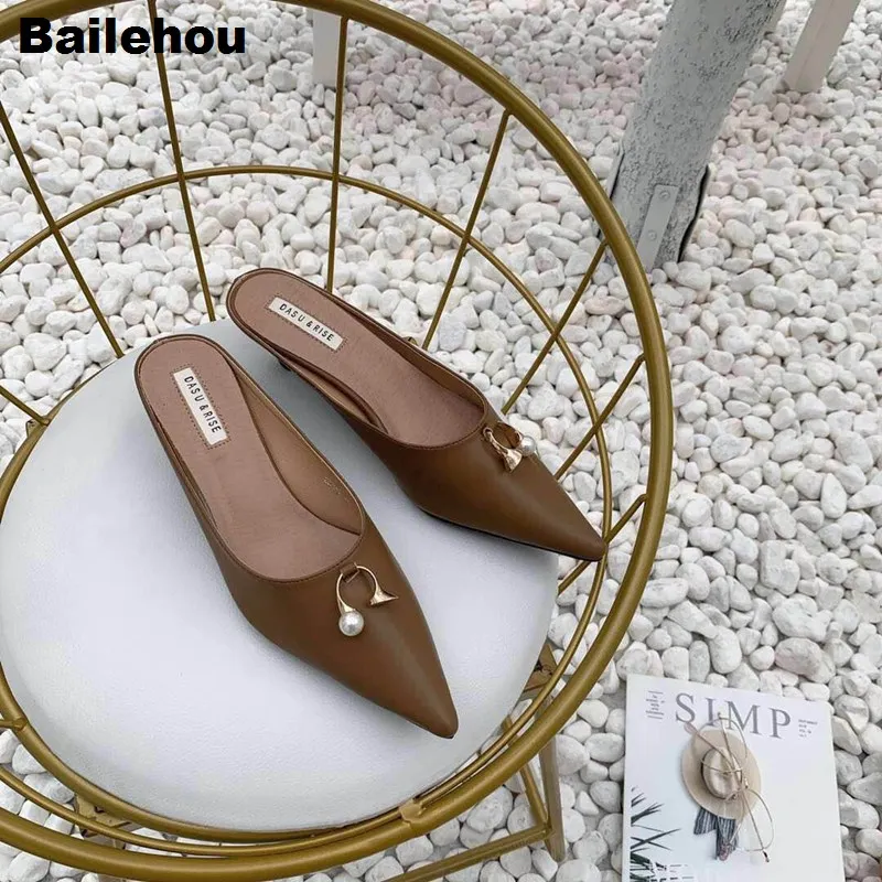Bailehou/2019 г. весенние женские тапочки Брендовая обувь с пряжкой на каблуке рюмочка