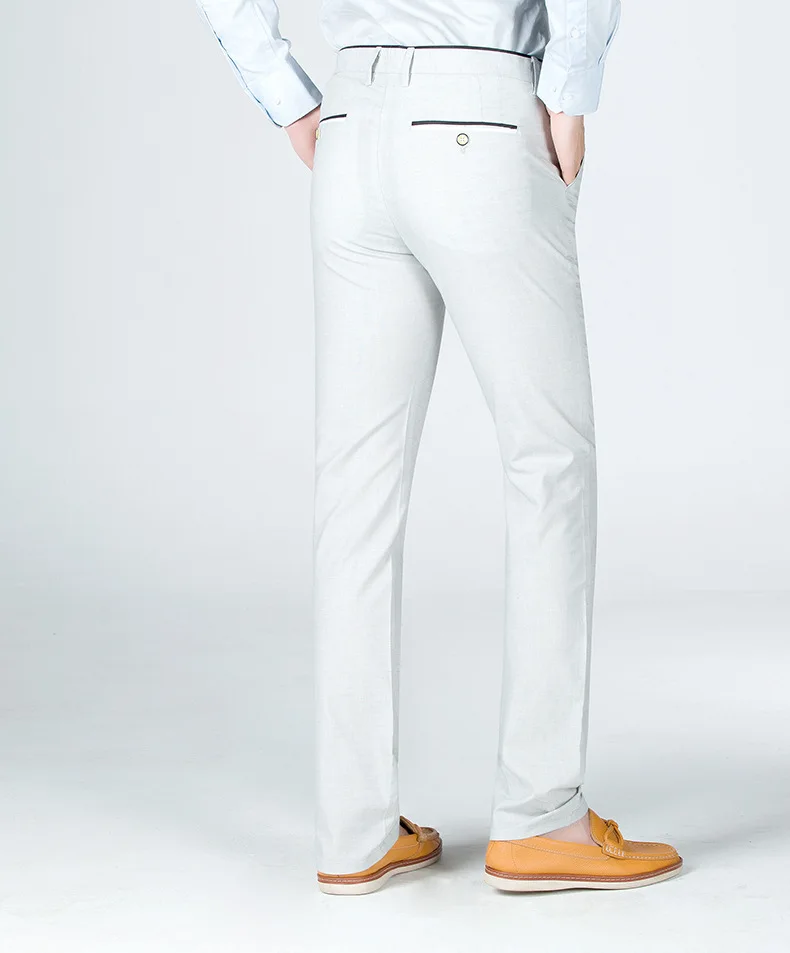 ICPANS хлопковый льняной костюм брюки мужские летние тонкие дышащие прямые деловые брюки для мужчин деловые брюки