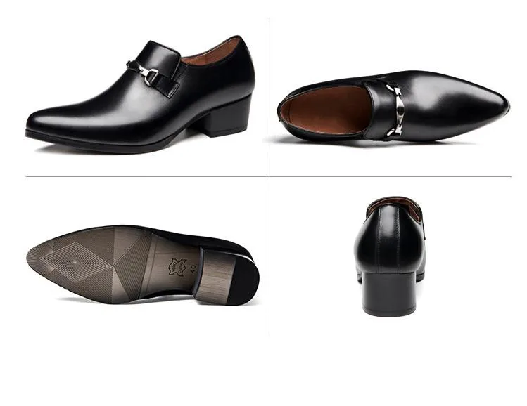 Мужские модельные туфли из натуральной кожи на высоком каблуке; мужские свадебные туфли в деловом стиле, визуально увеличивающие рост; мужские туфли для работы