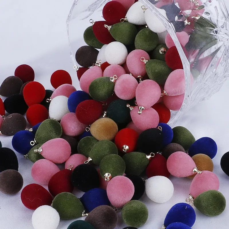 

Fashion 10pcs/bag Plush water drop pendant 13x18mm Charms Pendant jewelry findings for DIY Accessories