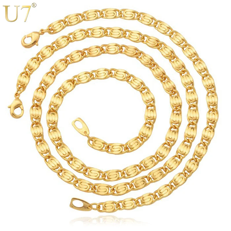 U7 Gold Color Necklace Set Men Jewelry Wholesale Trendy Unique Link