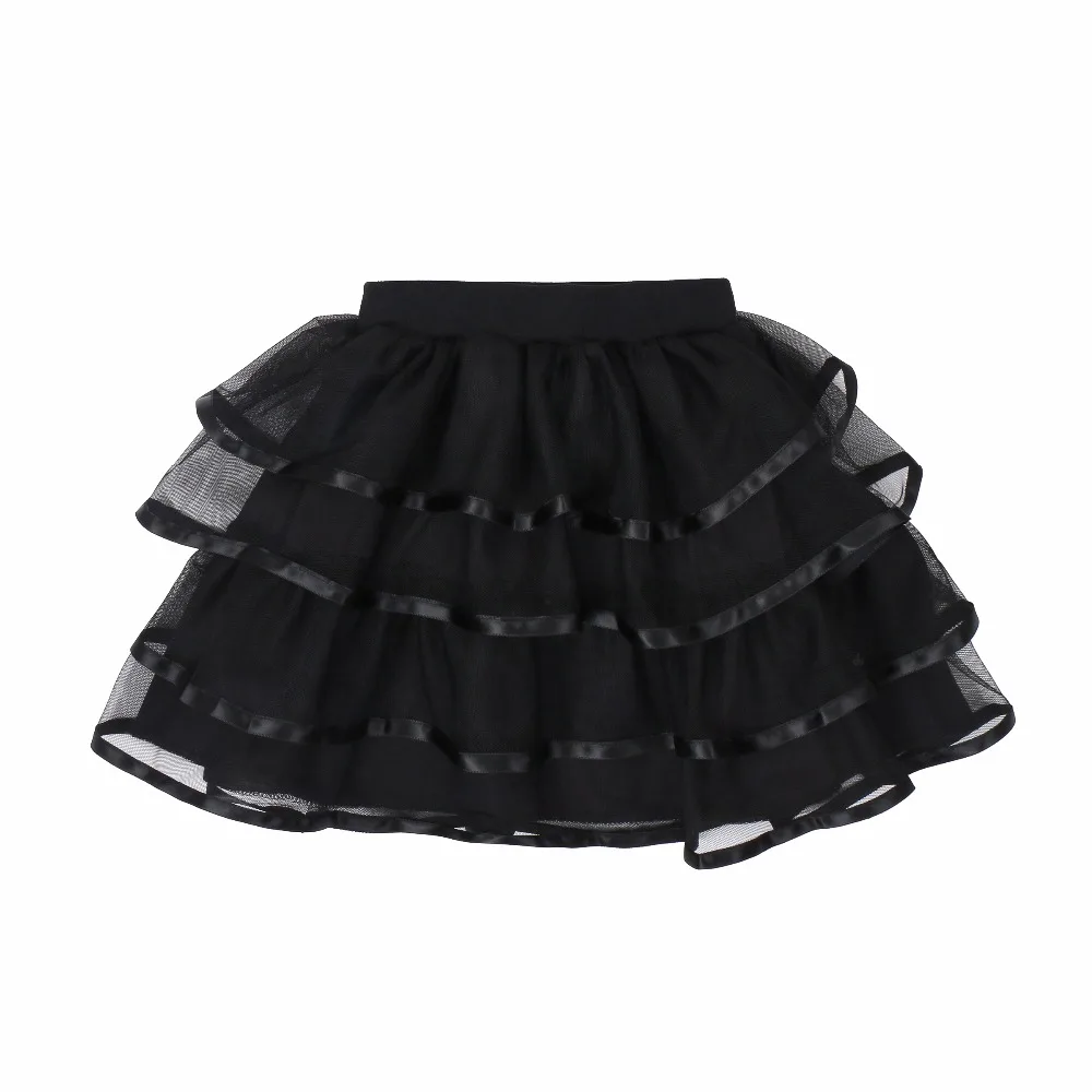 Toddlers Layered Skirts For Girls Children Clothing High Waist Black