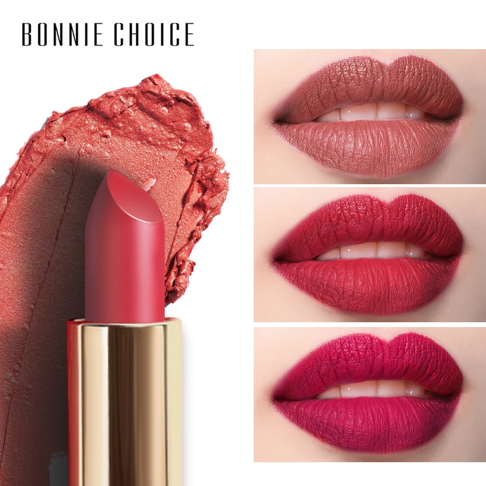 

BONNIE CHOICE Matte Lipstick Velvet Moisture Lip Stick Long Lasting Professional Make up Cosmetic Makeup 8 Colors