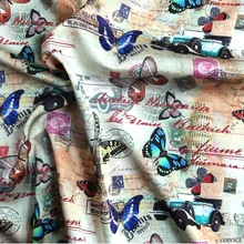 50 см мягкая шелковая ткань для высококачественных платьев Ткань для шитья шарфов пижамы cheongsam Ретро Бабочка Дизайн Швейные аксессуары