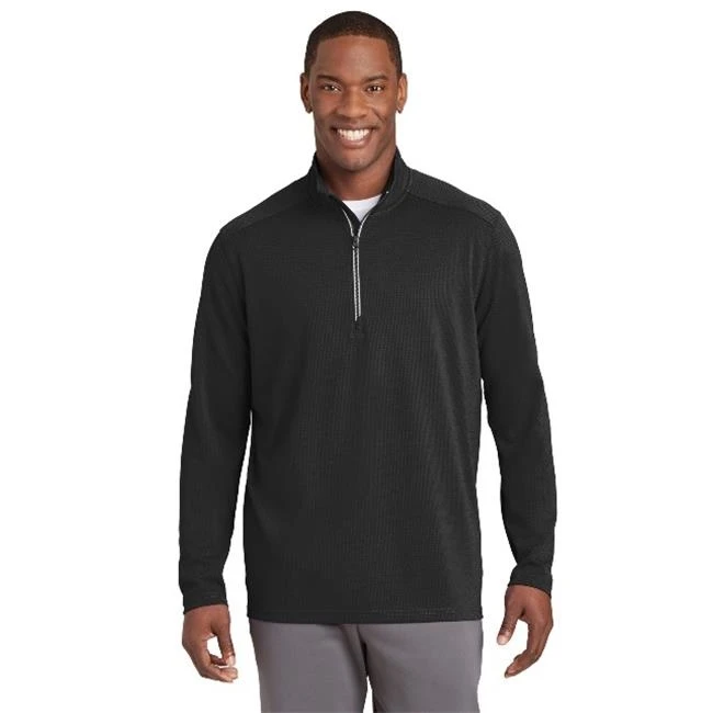 Sport-Tek ST860 Sport Wick Textured 1 by 4 Zip Pullover Black - 3XL