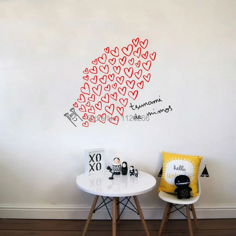 

Spanish Personalized Home Stickers Tsunami De Mimos Heart Pattern Art Murals Vinyl Wall Decals