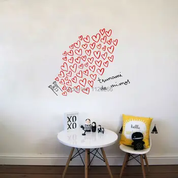 

Spanish Personalized Home Stickers Tsunami De Mimos Heart Pattern Art Murals Vinyl Wall Decals