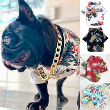 Рубашка для собак и кошек гавайская рубашка с цветочным принтом Пляжная рубашка для котенка щенок собака кошка дышащая хлопковая одежда на весну и лето