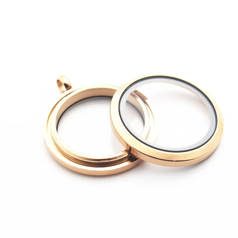 Hot-Sale-5pcs-lot-25mm-30mm-Round-Rose-Gold-316L-Stainless-Steel-Living-Glass-Floating-Locket (1)