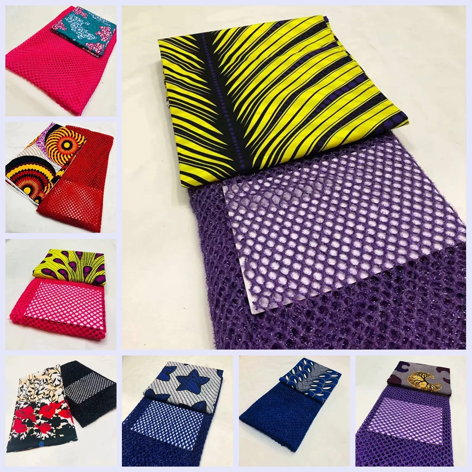 

Latest AfricanFabric Mix Match African Ankara Dry Lace Combine Ankara Fabric LSBM-6