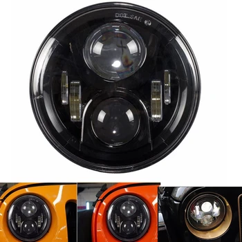 

Pair 7" Round Black Led Dual Beam Headlight For Lada 4x4 urban Niva For Jeep Wrangler Hummer For Harley Davidson Headlights