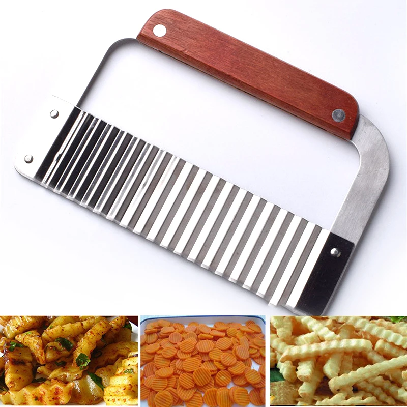 Potato Carrot Wavy Edged Knife Cutter Slicer Wood Handle Vegetable Fruit Cutting Peeler vegetable slicer