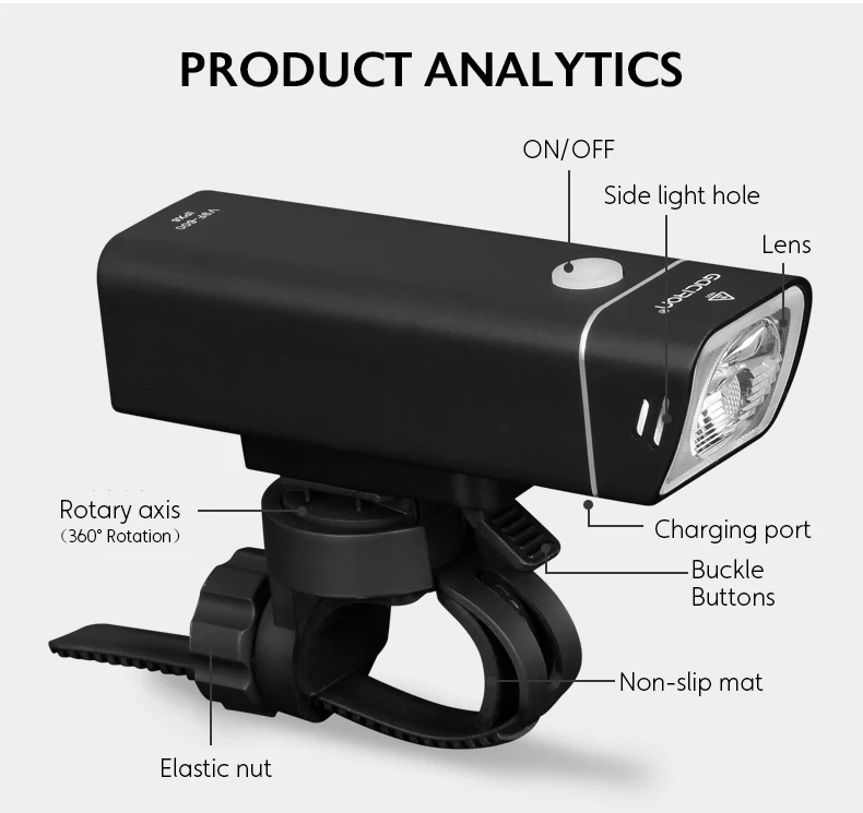 Sale Gaciron Waterproof 600LM Bicycle Headlight with Wire Control USB Rechargeable MTB Bike Front light Flashlight Handlebar LED Lamp 2