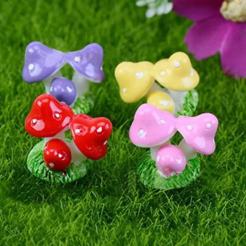 Mini Mushroom Ornament 1 Pcs Resin Mushrooms Fairy Garden Ornament Bonsai Plants Pots Fairy DIY Doll House Decoration