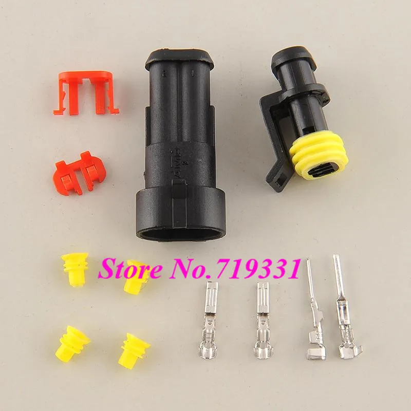

10 Kit 2 Pin Way Sealed Waterproof Electrical Wire Connector Plug Terminal Set